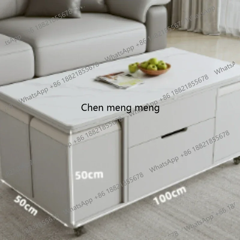 AB03  Aesthetic White Coffee Table Living Room Adjustable Unique Modern Coffee Table Premium Italian Mesa Auxiliar Hotel Furnitu