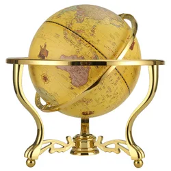 American retro triangle golden universal globe study office desktop decoration handicraft large antique globe opening gift