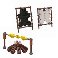MOC Creative Medieval Viking Tanning Rack Campfire Fish Model Building Blocks Kids Toys for Children Kids  Gifts