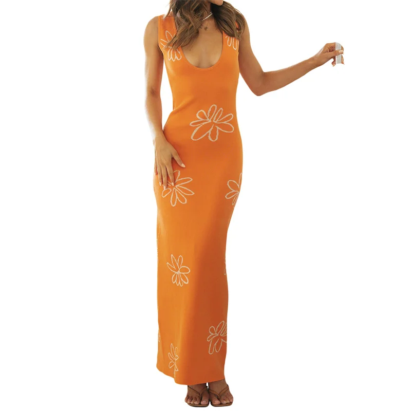 Vestido Sexy de punto sin mangas con espalda descubierta para mujer, traje de baño de ganchillo, bata de playa femenina de verano