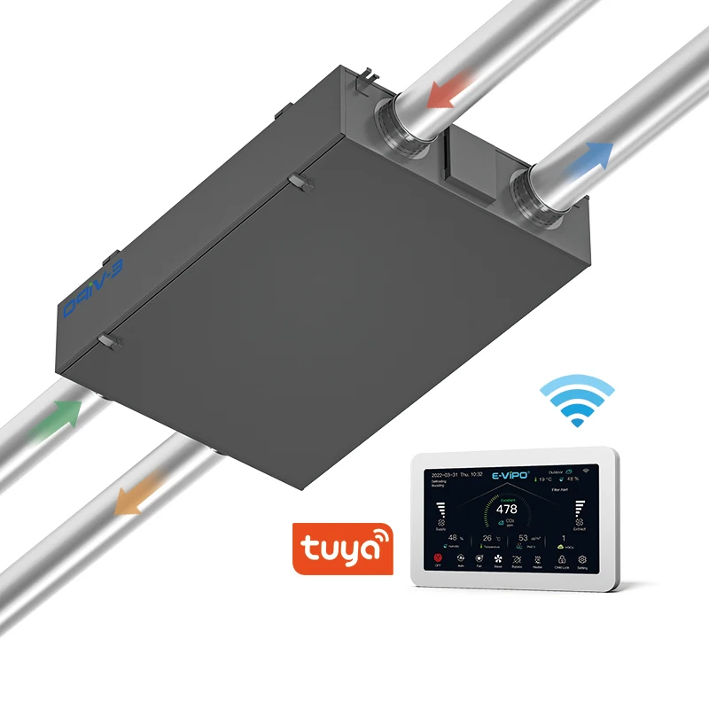 E-VIPO Ceiling Energy Saving Ventilator for HVAC System Bypass Recuperator Heat Recovery Ventilation System