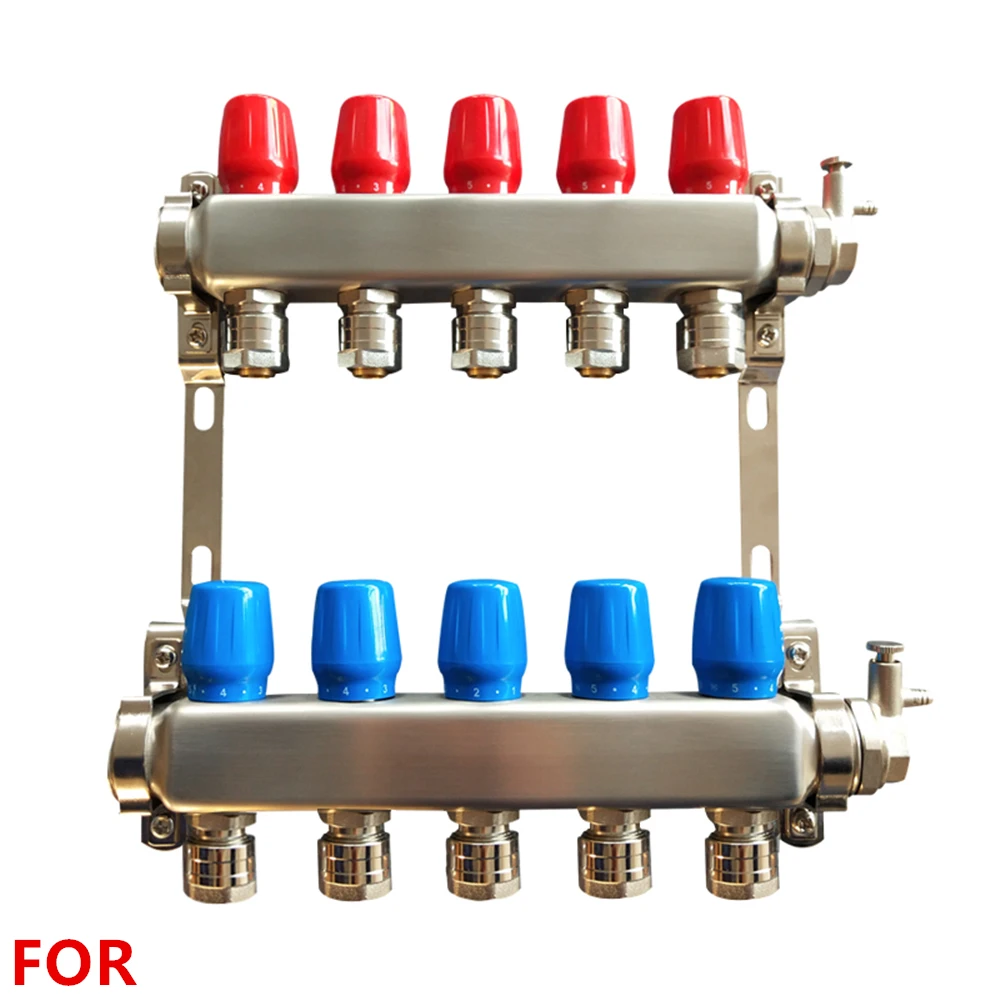 

1set for Large Flow Water Separator 304 Nonmagnetic Stainless Steel Water Separator Household Floor Heating 2-8 Way
