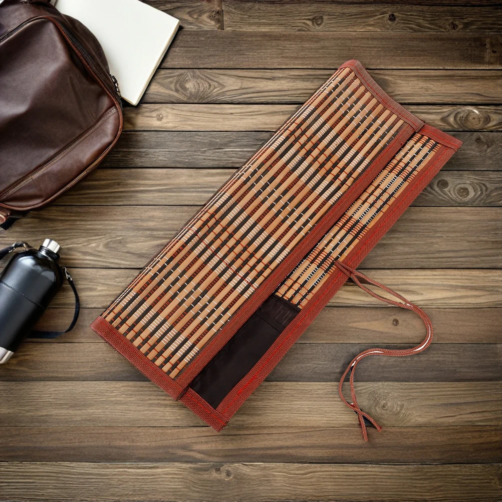 

2 Pcs Retro Brush Roll Bag Artist Organizer Chinese Calligraphy Holder Student Use