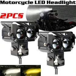 2PCS Pair LED High Quality Motorcycle Spotlights Headlights Dual Colors Moto Bike Fog DRLs Offroad Work for Car ATV Jeeps SUV