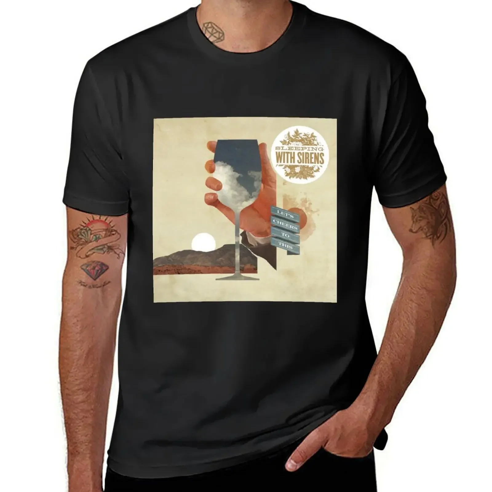 

Sleeping With Sirens lets cheers to this T-Shirt vintage anime clothes T-shirts for men cotton