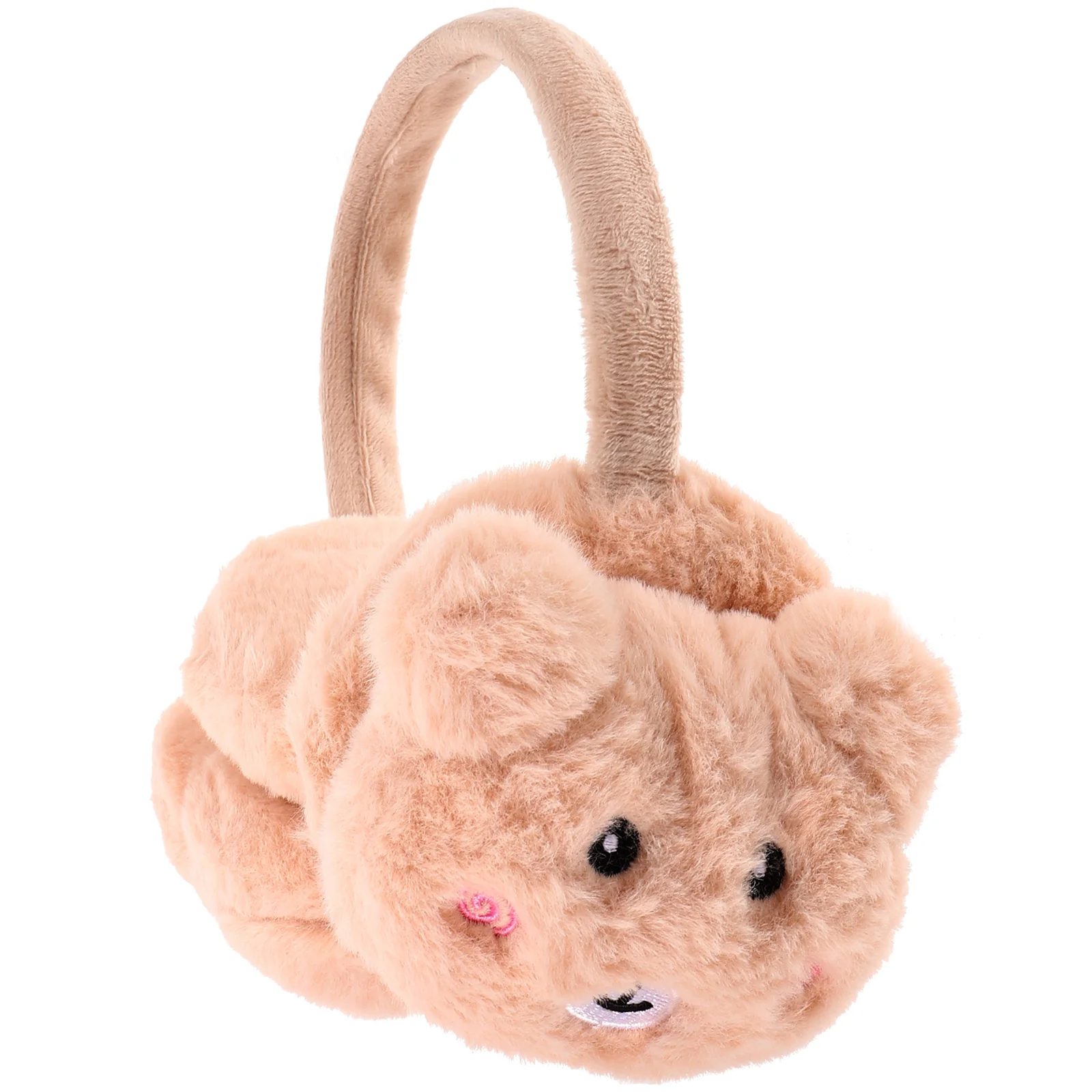 ผู้ใหญ่หูแพนด้า Muffs แถบคาดศีรษะป้องกันครอบคลุมหรูหราฤดูหนาว Beige Plush Warmers Miss