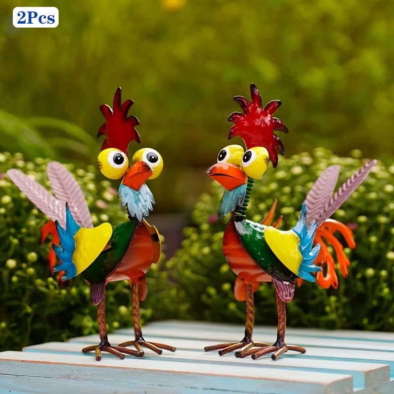

HQ Funny Chicken Decor Metal Statues Home Garden Farm Yard Decorations Creative Rooster Miniature Ornaments Home Figurines Decor