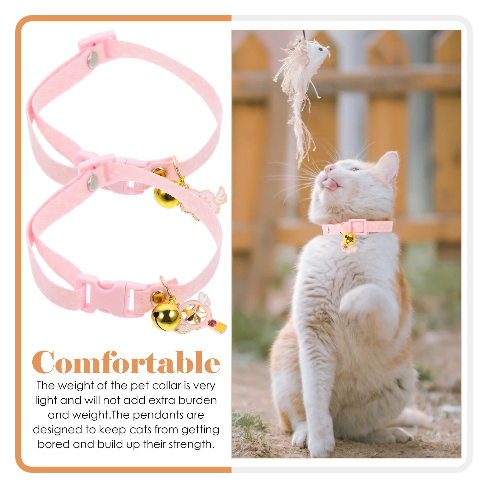 

2Pcs Kitten Collar with Bell Lightweight Safety Buckle Cat Collar for Daily Wear Training Hiking Walking Running