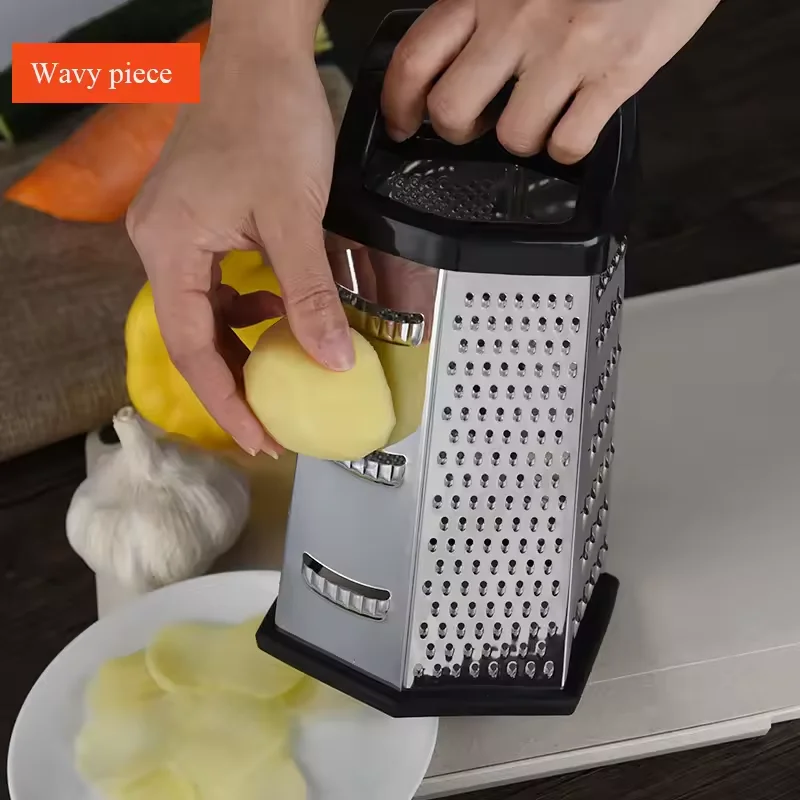 Stainless 6sided Box Grinder Multifunctional Grater Vegetable Scraper Shredder Cheese Potato Slice Cheese Slicer Kitchen Tool