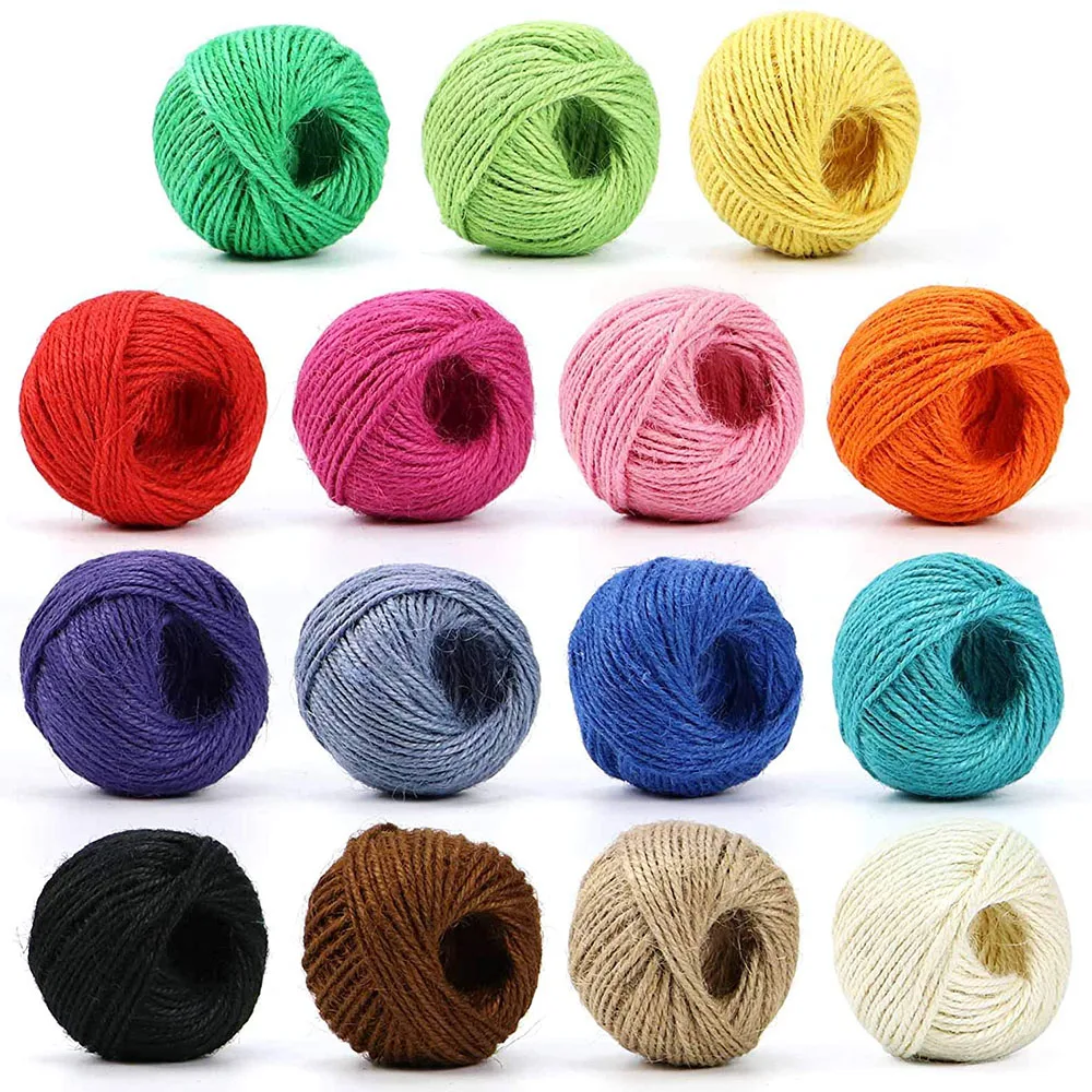 2MM 50M/Roll Colorful Natural Jute Twine Burlap Rope Burlap String Hemp Rope For DIY Crafts  Wedding Gift Wrapping Decor