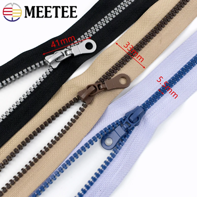 1/2/3/4/5Yards Meetee 5# Resin Zippers Tape with Zipper Slider Down Jacket Zip Puller Decor Cabbage Zips Coil Long Chain Sewing