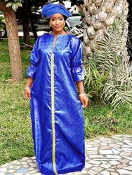 Vestidos Bazin Riche para mulheres, Longo Robe com lenço, Última festa diária, Casamento Original, Nigéria, Qualidade superior