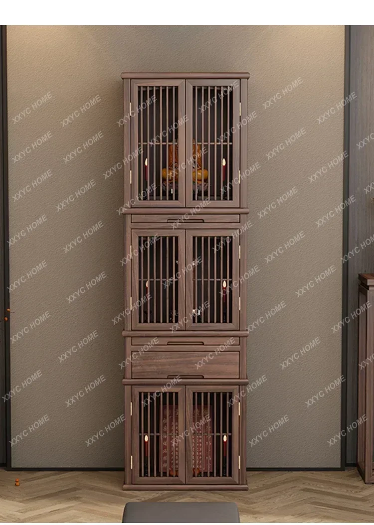 

New Chinese Buddha Niche Altar Cabinet 3-Layer Tape Door Clothes Closet Modern Buddha Cabinet Worship Table