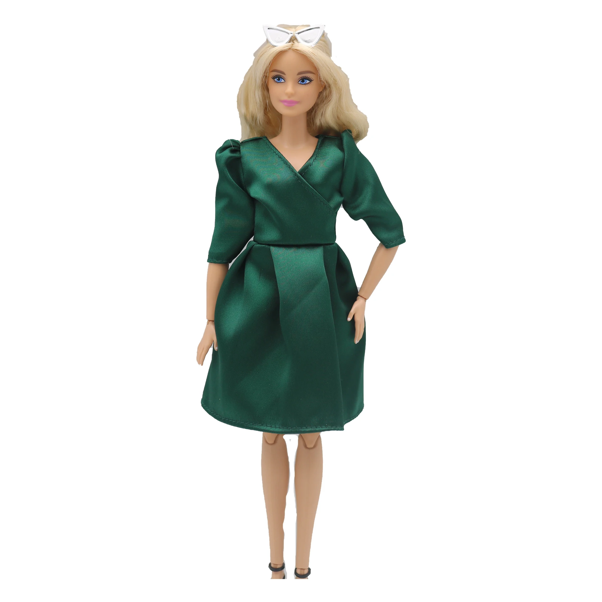 New 30cm 1/6 Doll elegant bright Satin Dress Daily Wear Accessories Clothes for Barbies doll