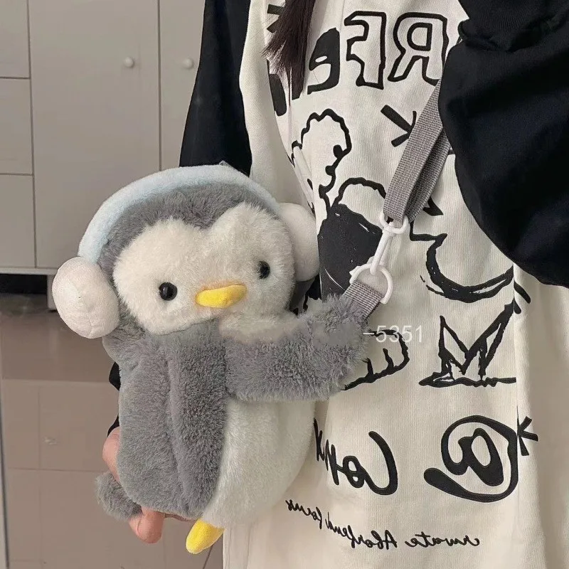 Women Penguin plush mobile Phone bag Backpack Cute backpack girl Cartoon Doll shoulder bag