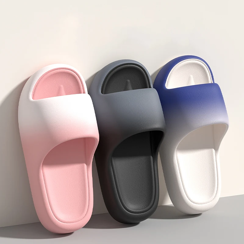 Fashion Gradient Color Slippers Women EVA Soft Soles Non Slip Home Slippers for Woman Comfy Odor-resistant Slides Men Mujer
