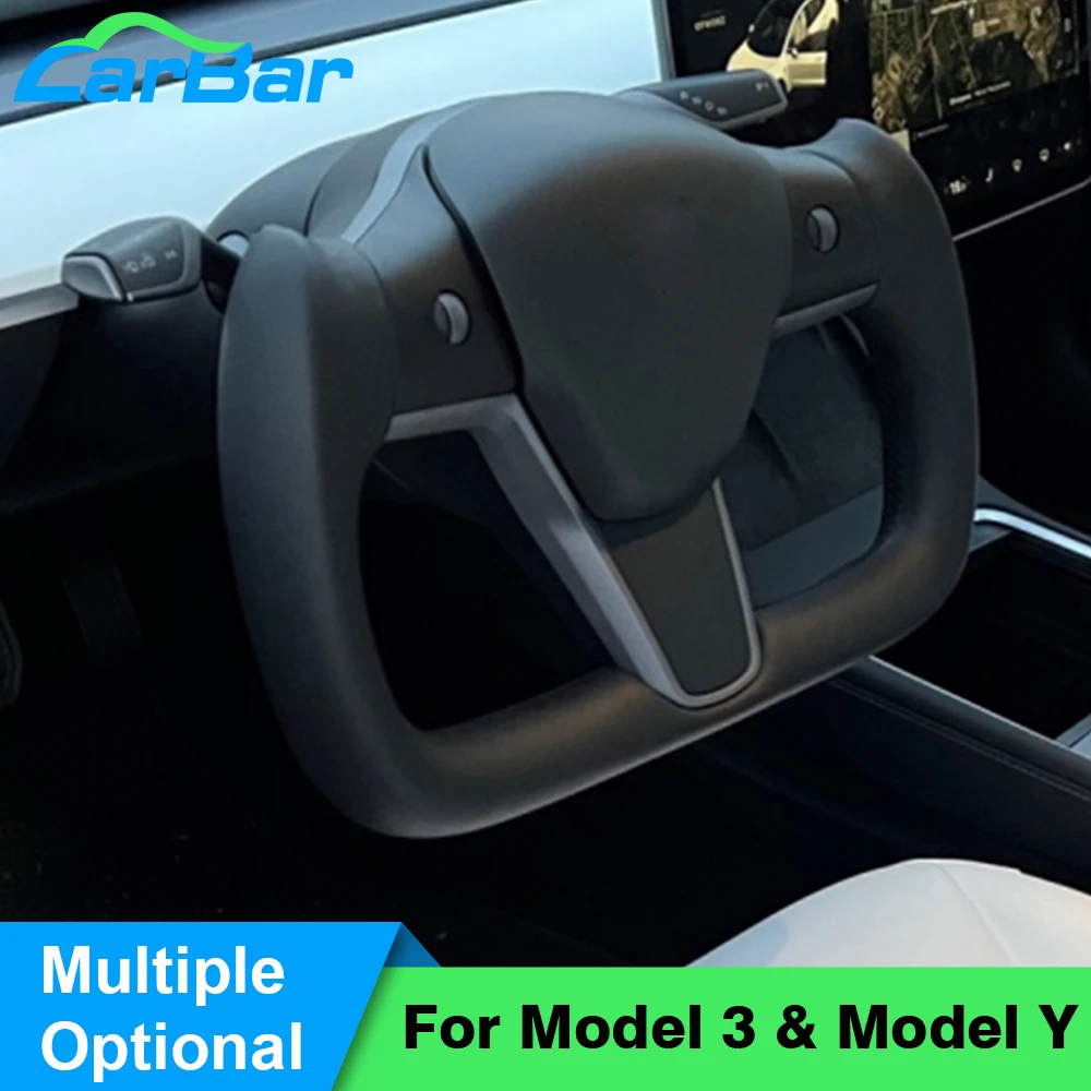 

Carbar For Tesla Model 3 Y Without Front Cover Bare Yoke Steering Wheel 2017-2022 Heating No Heating White Black Color Optional