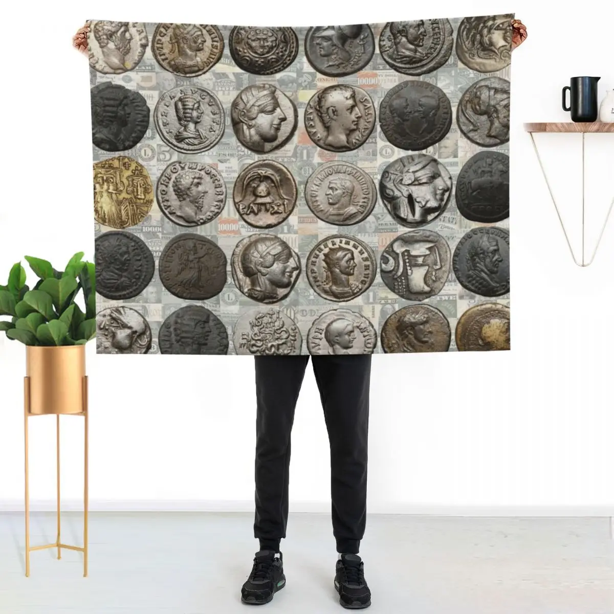 Roman Coins Throw Blanket For Baby Blankets For Bed Blankets For Baby Decorative Sofa anime Tourist Blankets