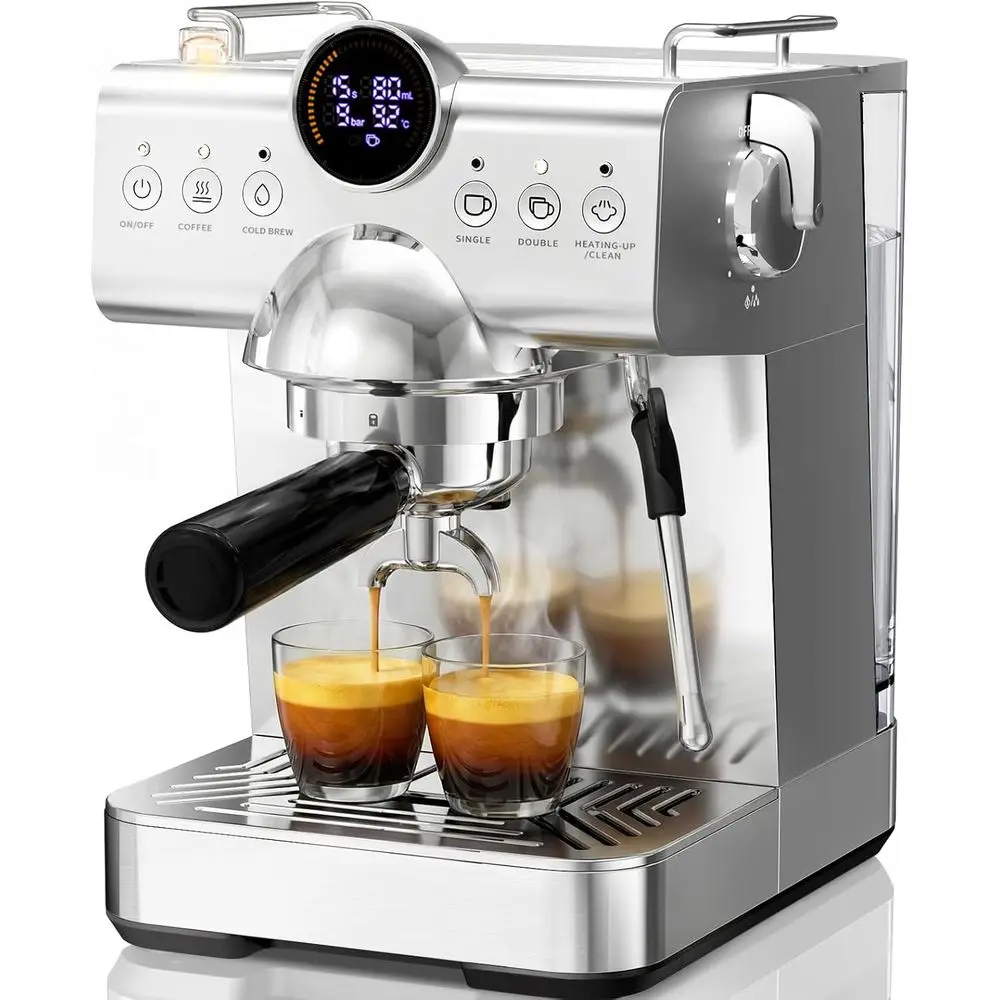 

20 Bar hine, Hold Brew Coee Maker with Milk rother Steam Wand, LED Display, Single/Double Shot, Home Barista hine or Latte, pucc