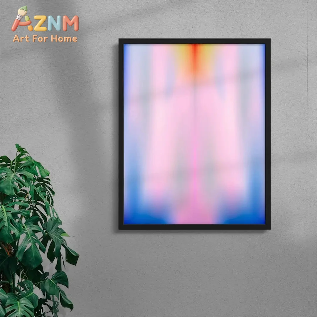 

Настенное искусство в рамке с пастельным градиентом и эффектом ауры - современный абстрактный красочный принт для модного домашнего декора