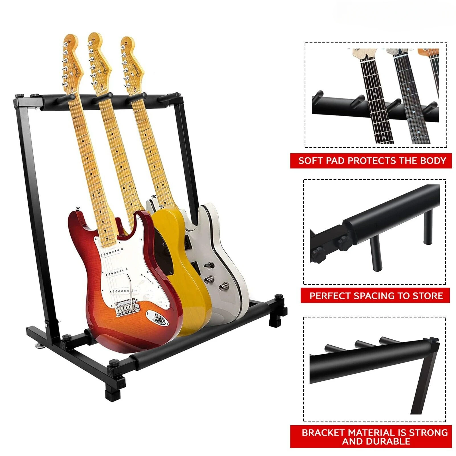 US Guitar Rack Stand 3/5/7/9 PCS Holder Folding Stand Stage Bass Acoustic LOT