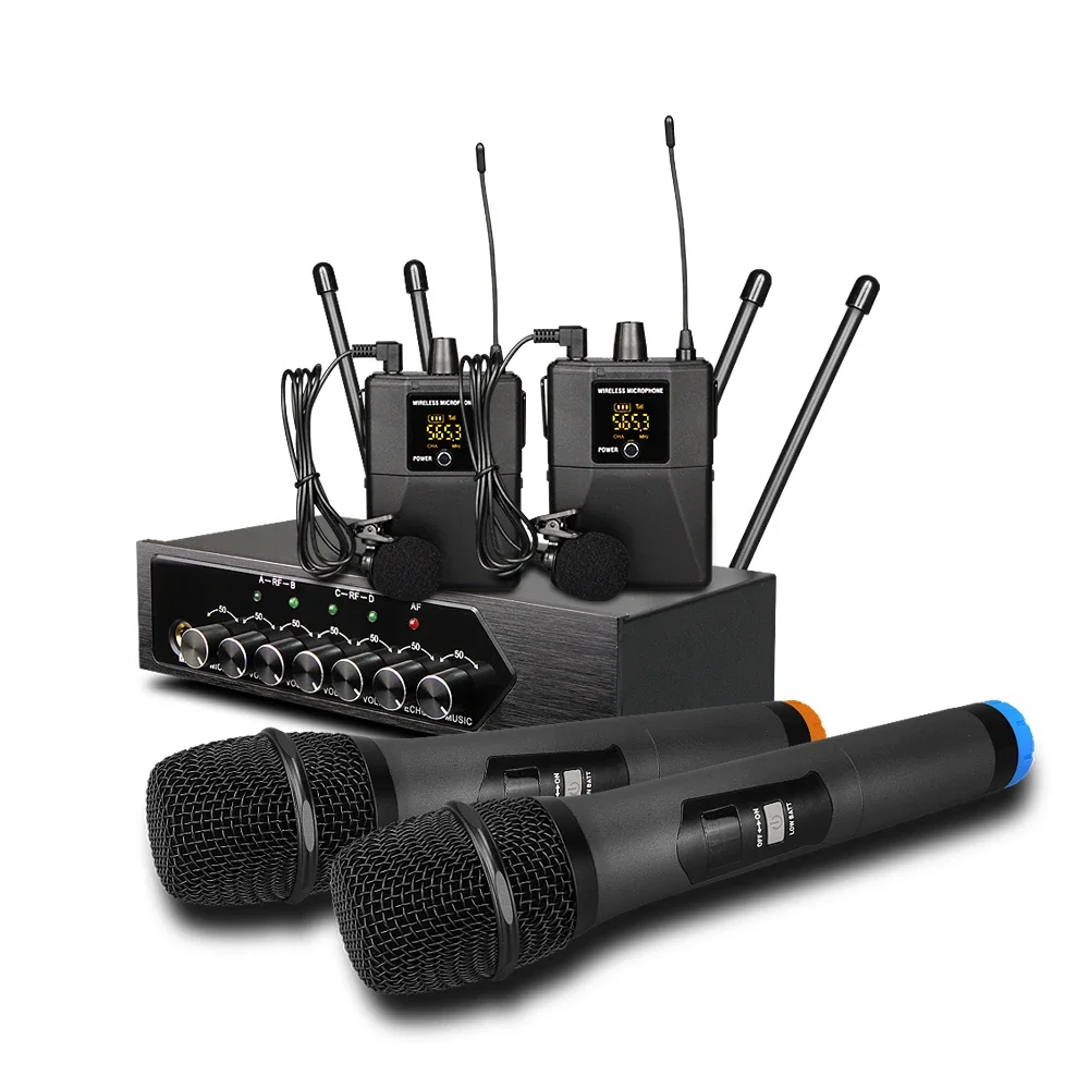 s1400 performance live BT4.2 riverbero wireless UHF microfono portatile a 4 canali