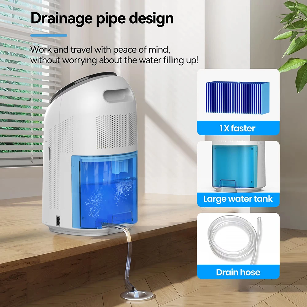 Air Purifier 700ML Dehumidification Combo 2-in-1 Air Dryer Moisture Absorbers Removable Tank HEPA Filter Electric Dehumidifier