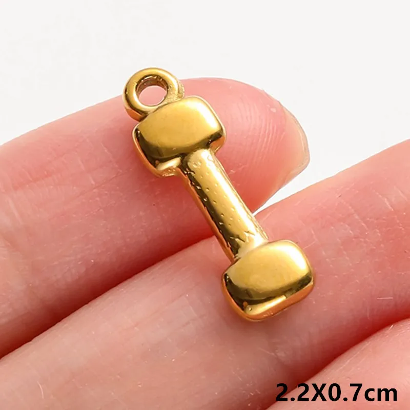 5 Stück/Set Sportanhänger aus Edelstahl: Golfschläger, Basketball, Fußball für Schmuckherstellung, Mode-Sport-DIY-Charms – Detail 12