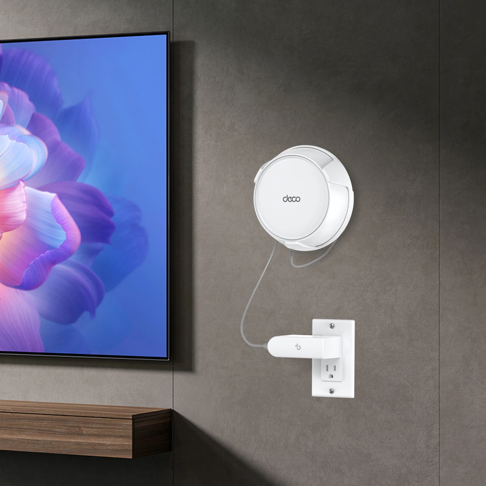 EDUP HY-WT1220 1PCS Custom Wifi Wall Mount Holder for TP-Link Deco BE Mesh WiFi 7 System Space-Saving Bracket with Hidden Cable