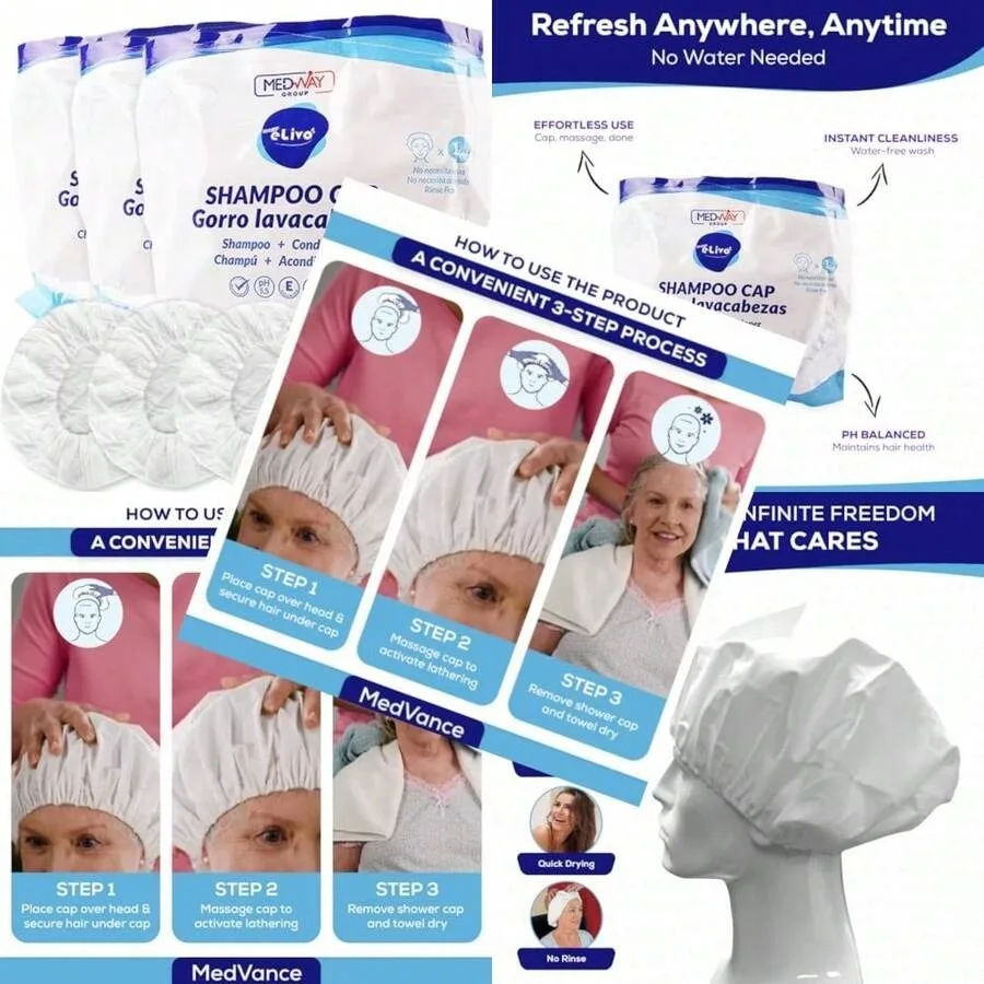 

No Re Shampoo Cap Re Free Shower Cap That Shampoos And Conditions Elderly Care Products Bedridden Patients PH Balanced And Hypo