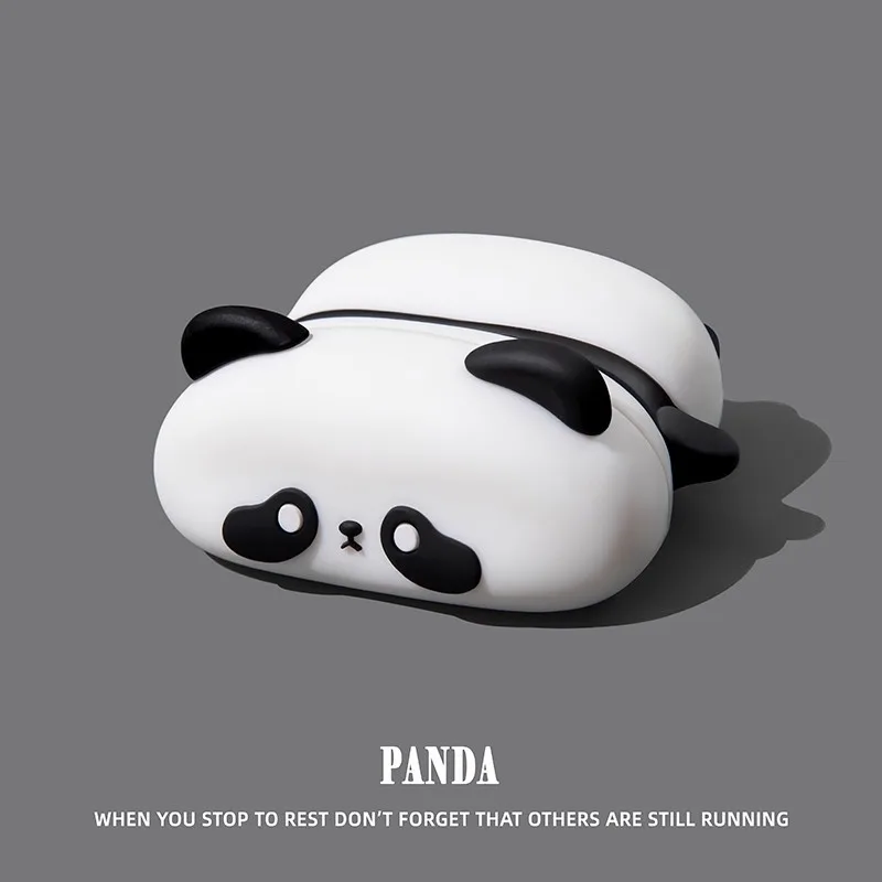 For Airpods 1 2 3 4 Pro Pro 2 Pro 3 Lying Panda Silicone Earphone Case Accessories Cover