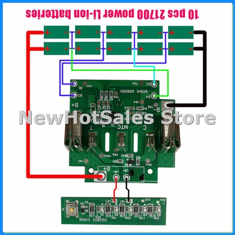 

Для 18 В BAT610 BAT609 BAT618 литий-ионный аккумуляторный блок, защита от зарядки, печатная плата PCB-VVBC