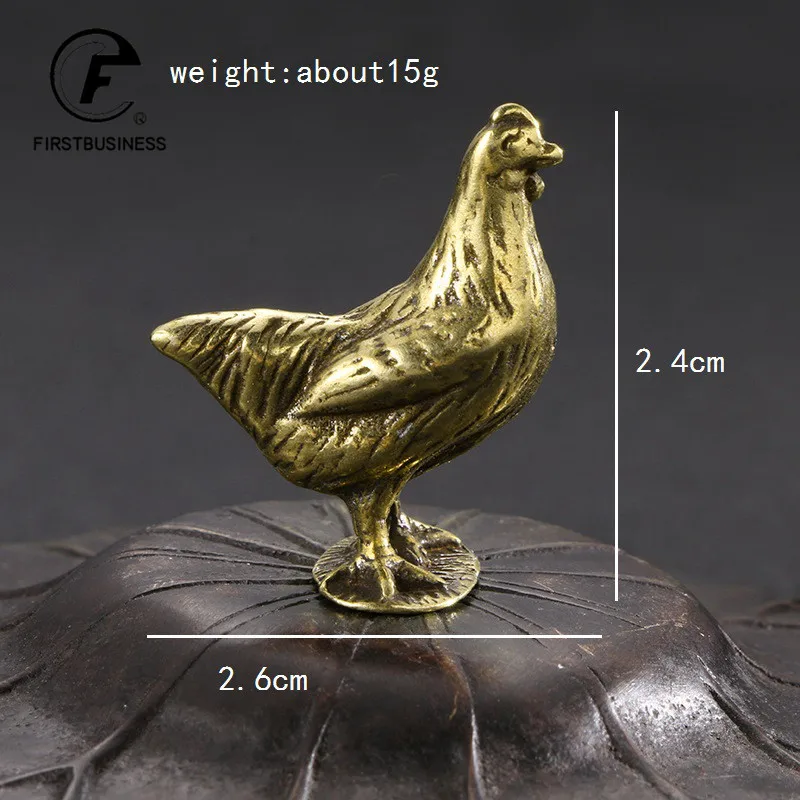 Solid Brass Animal Hen Figurines Miniature Tea Pet Funny Chicken Crafts Collection Desktop Small Ornament Home Decor Accessories