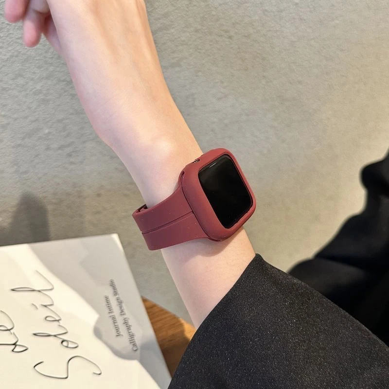 

Силиконовая Магнитная Складная Пряжка (ремешок + фотоэлемент) для Apple Watch Band38/40/41 мм 42/44/45/49 мм, аксессуары для смарт-часов iWatchS9Ultra87