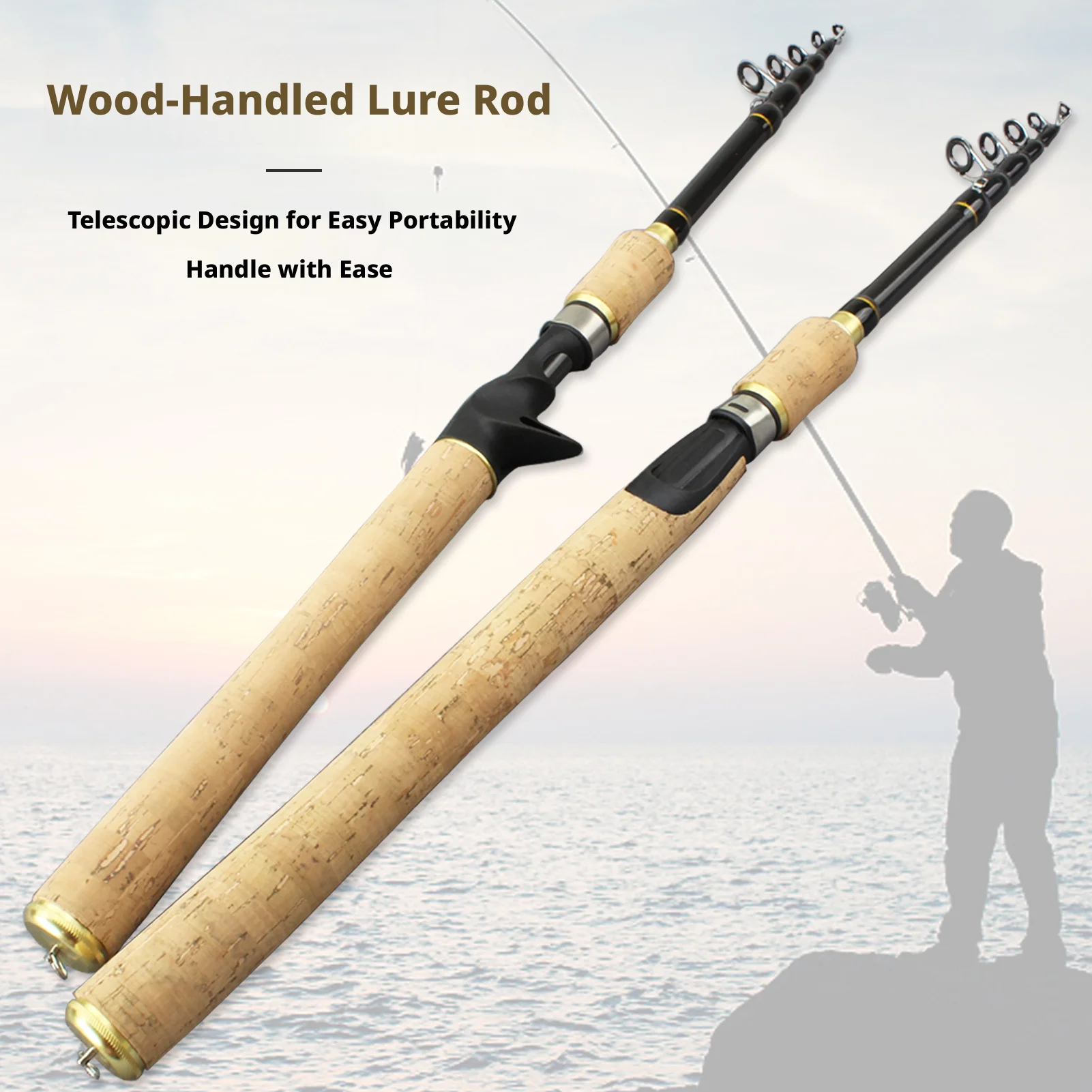 

Shrinking lure rod, extended imitation cork handle, carbon fishing rod, straight handle, multifunctional fishing rod