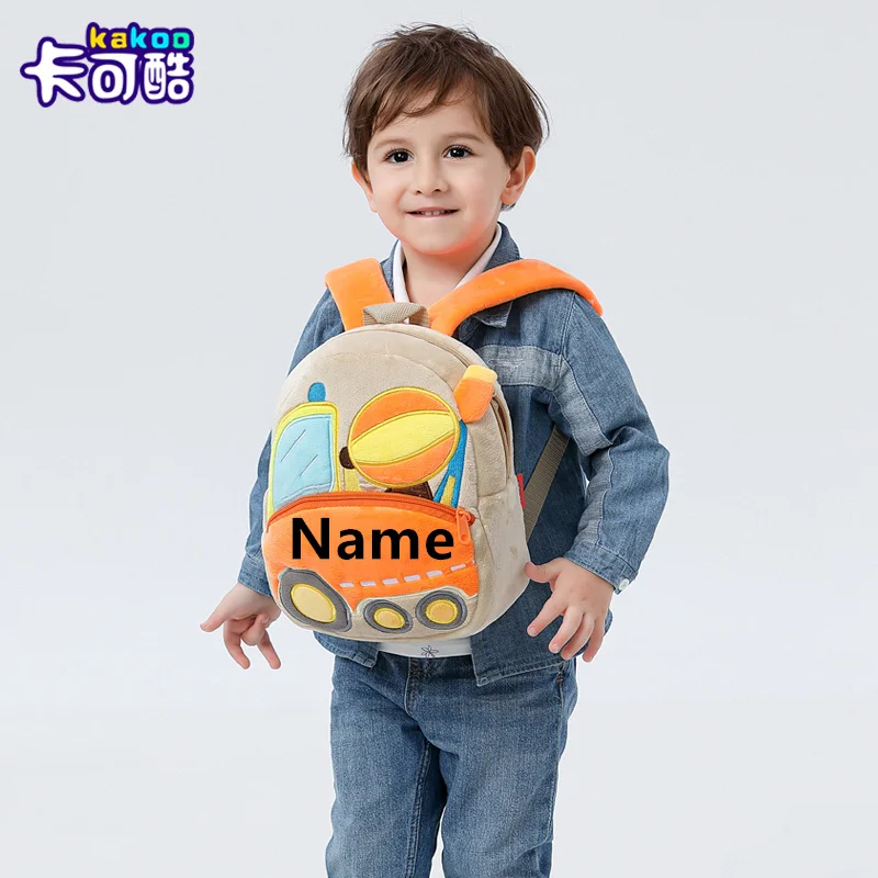 Custom Name Cute Cartoon Engineering truck Backpack Personalized Your Text Toddler School Bag for Children Baby Girls Boys