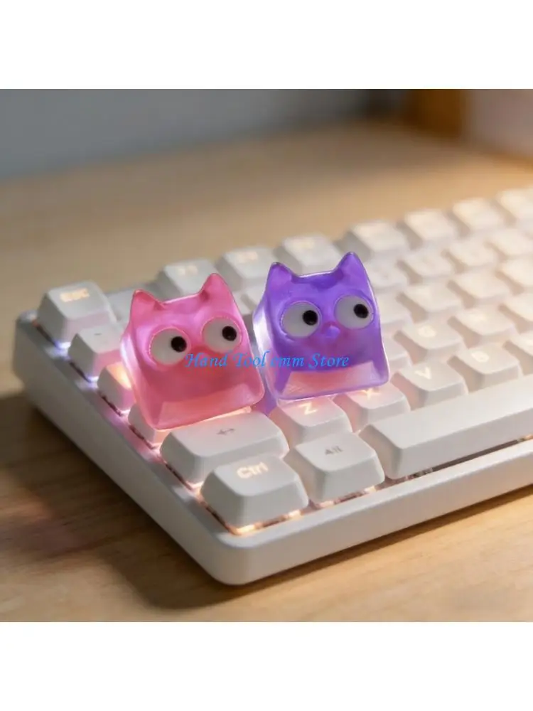 

H37F Resin Mechanical Keypad Keycap Devil Kitten Cartoon Pattern Keycap for Mechanical Keypad Gaming Typing Accessories