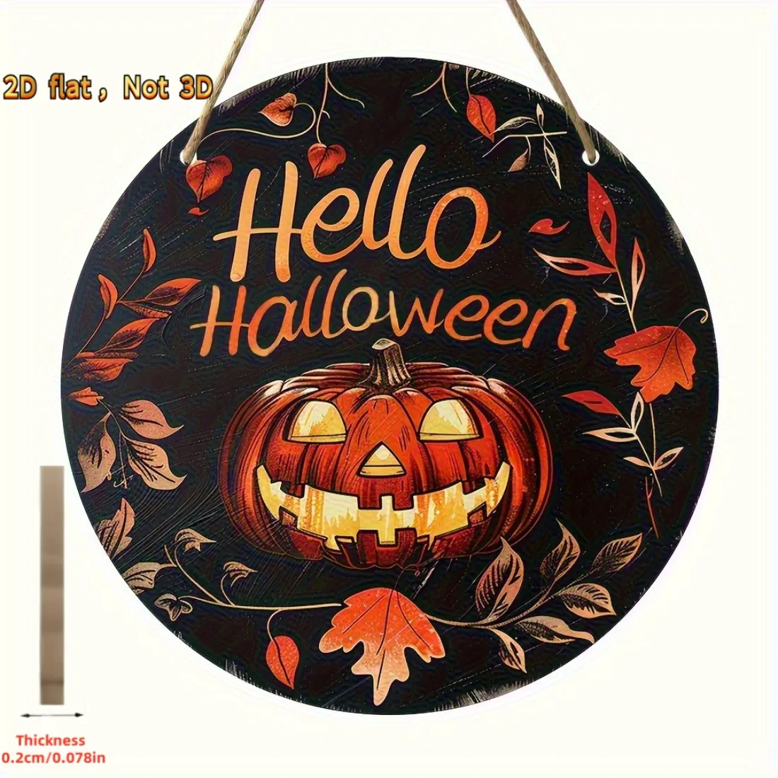 CIFBUY 1pc Round Pumpkin Leaf Metal Tin Sign,2D Flat Vintage Farmhouse Art,Aluminum Wall Decor,Powder-Coated Rustproof