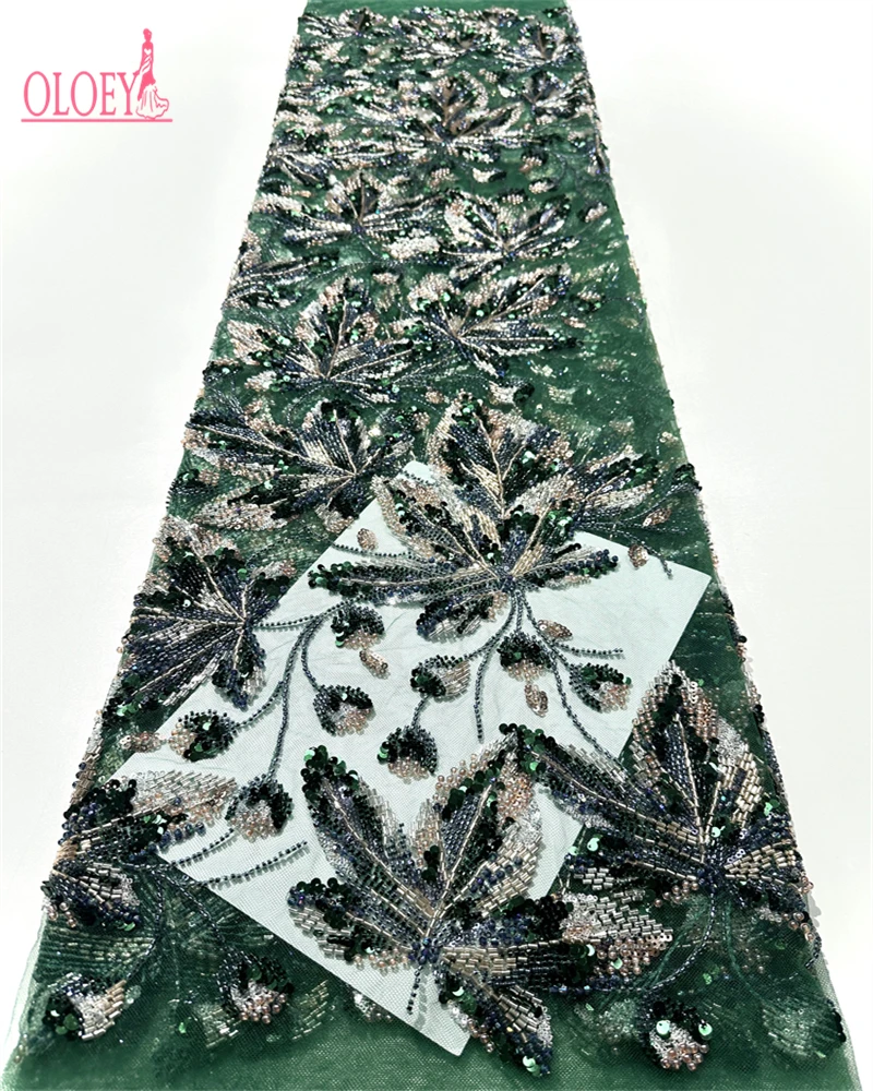 

OLOEY африканское кружево из бисера, высокое качество, красочные блестки, вышивка, вечерние, французский тюль, сетка для свадьбы и особых случаев