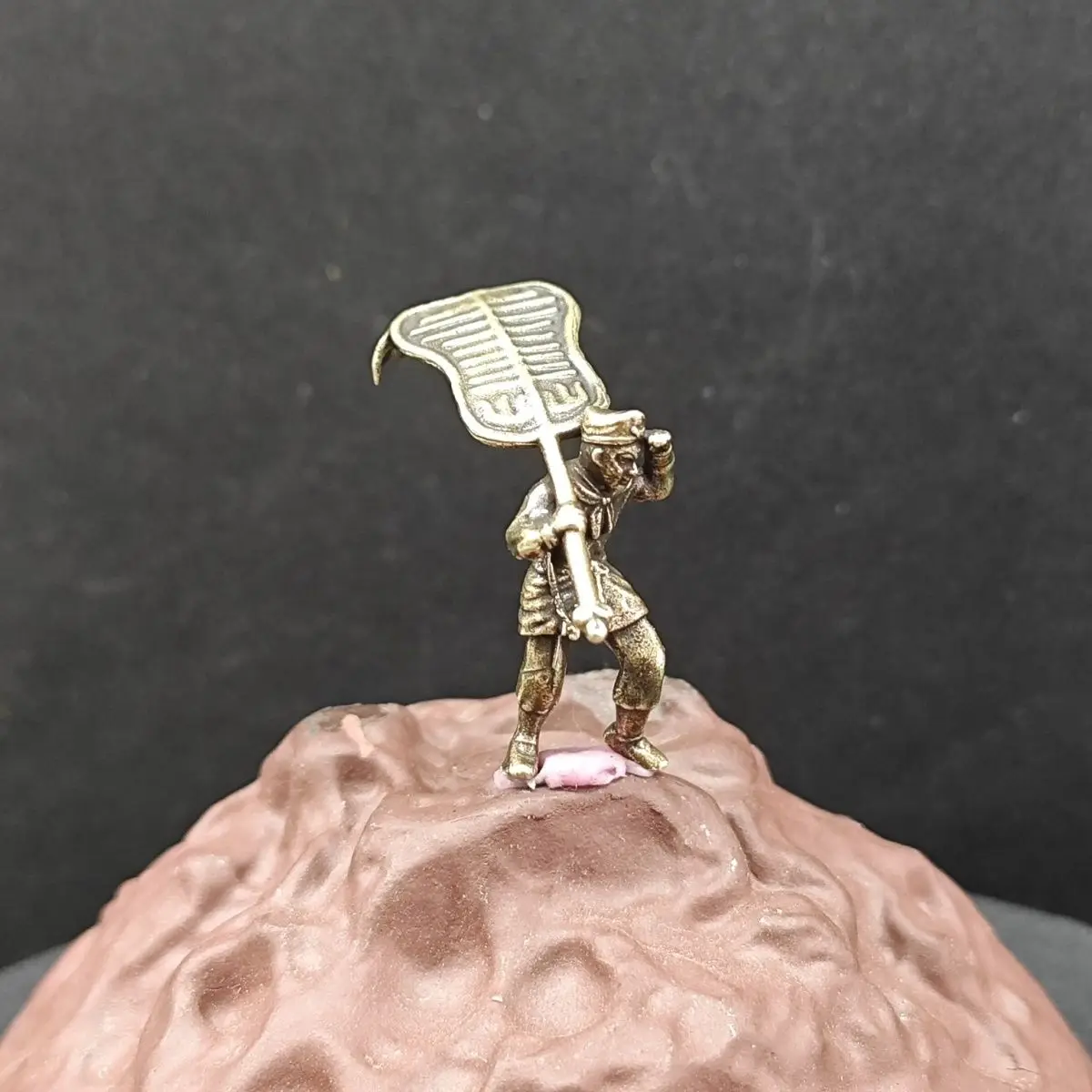 Brass Wukong Borrowing A Banana Leaf Fan, Bonsai, Rockery, Strange Stones, Fish Tank, Moss, Micro-landscape, Model, Figurine