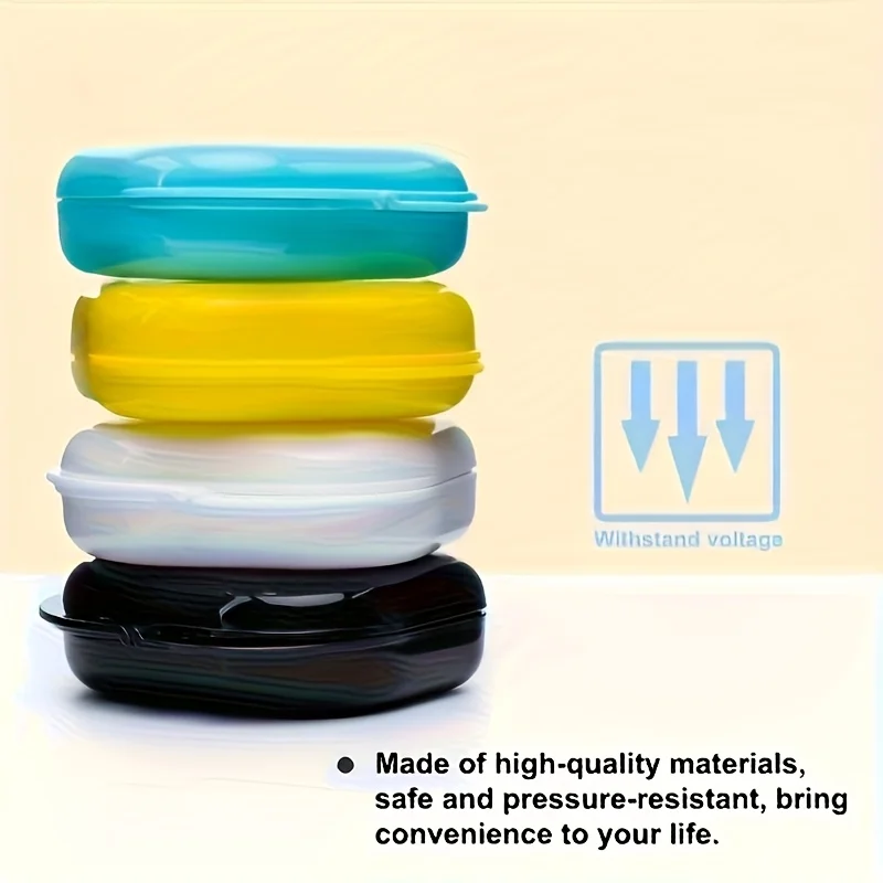 2pcs Denture Case, Denture Case with Vent Hole, Portable Retainer Case with Safety Seal Lid, Perfect for Travel and Everyday Use