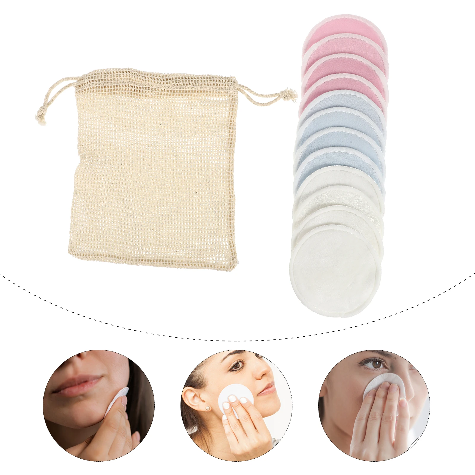 

13pcs Makeup Remover Pad Bamboo Fiber Soft Comfortable Skin Friendly Facial Cleansing Reusable Pads Accessories
