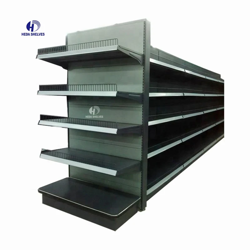 custom.Heda Convenience Store Shelf Metallic Gondola Rack Retail Shelving Supermarket