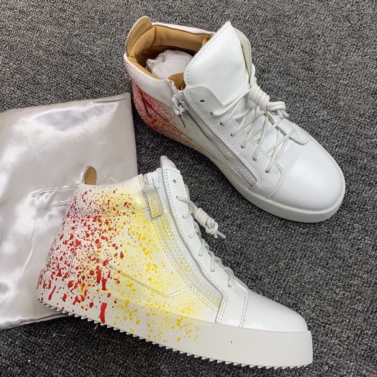 

Top Hight Quality Casual Sneakers For Men and Women Real Leather Brand Designer Unisex Tennis Shoes GZ Zipper Loafer Shoes G844