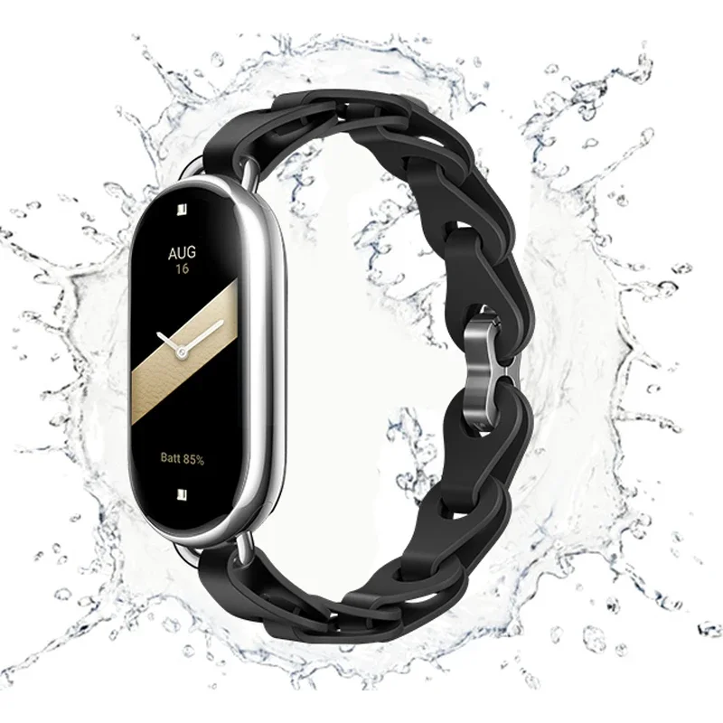 Women Bracelet for Xiaomi Mi Band 10 9 8 NFC Sports Silicone Strap Breathable  Watch Band Chain Link Correa for Miband8 Miband9 image 3