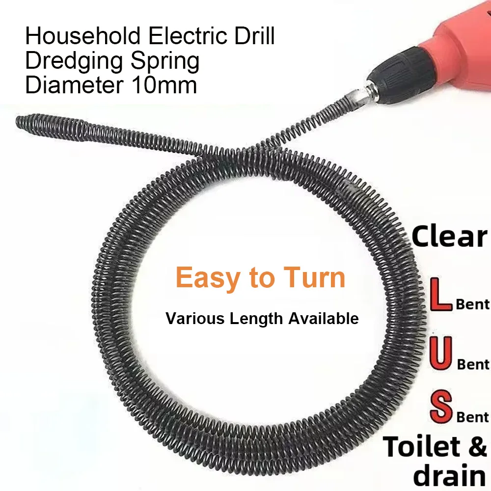2/3/5/8m Electric Drill Pipe Dredging Tool Spring Pipe Sewer Pipe Unblocker Bathroom Kitchen Drain Cleaner Sink Clogged Remover