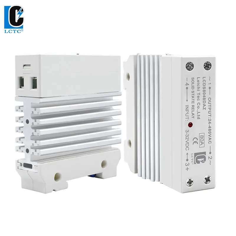 LCTC DIN Rail Mounted Relay SSR Slim Solid State Relay With Heat Sink DC Control AC 10A 25A 40A 50A 60A 80A Industrial Relay