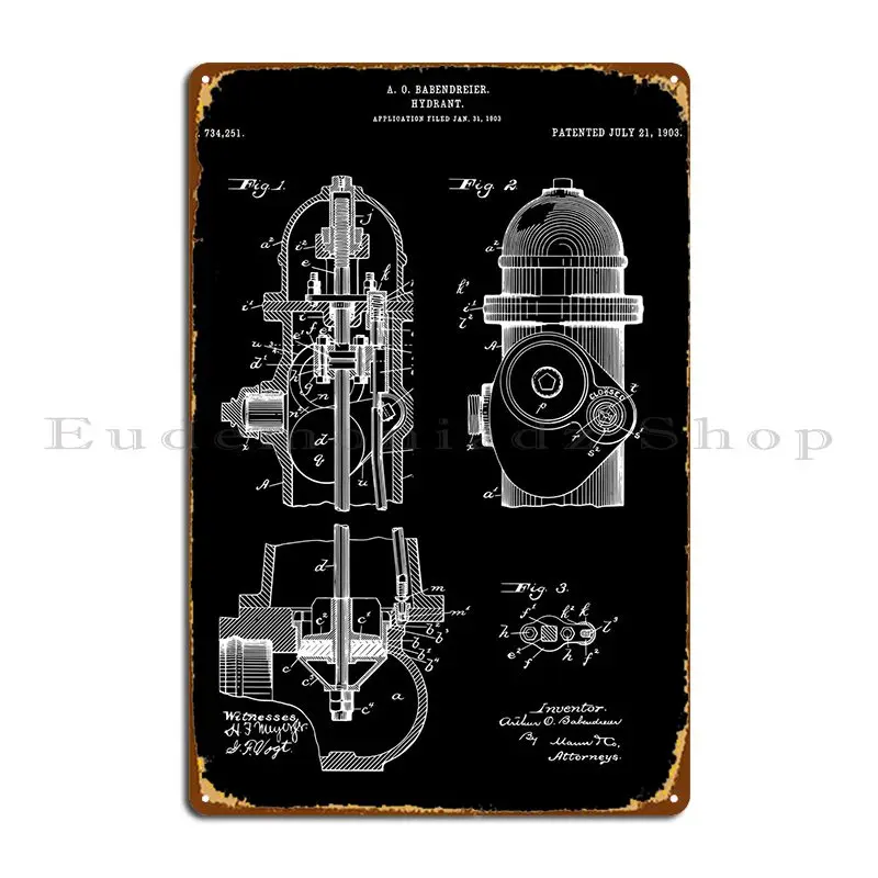 Hydrant Patent Metal Sign Party Plaques Designing Custom Club Tin Sign Poster