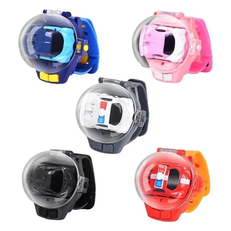 Mini Watch Remote Control 10 M  Car Toy Kid 2.4G Alloy RC Car With light Cartoon Portable USB Charging Children's Birthday Gift