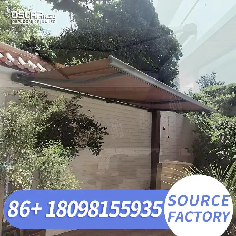 Outdoor Retractable Aluminum Pergola Electric Patio Roof Sunroom PVC Awning for Terrace Backyard Garden Retractable Awning